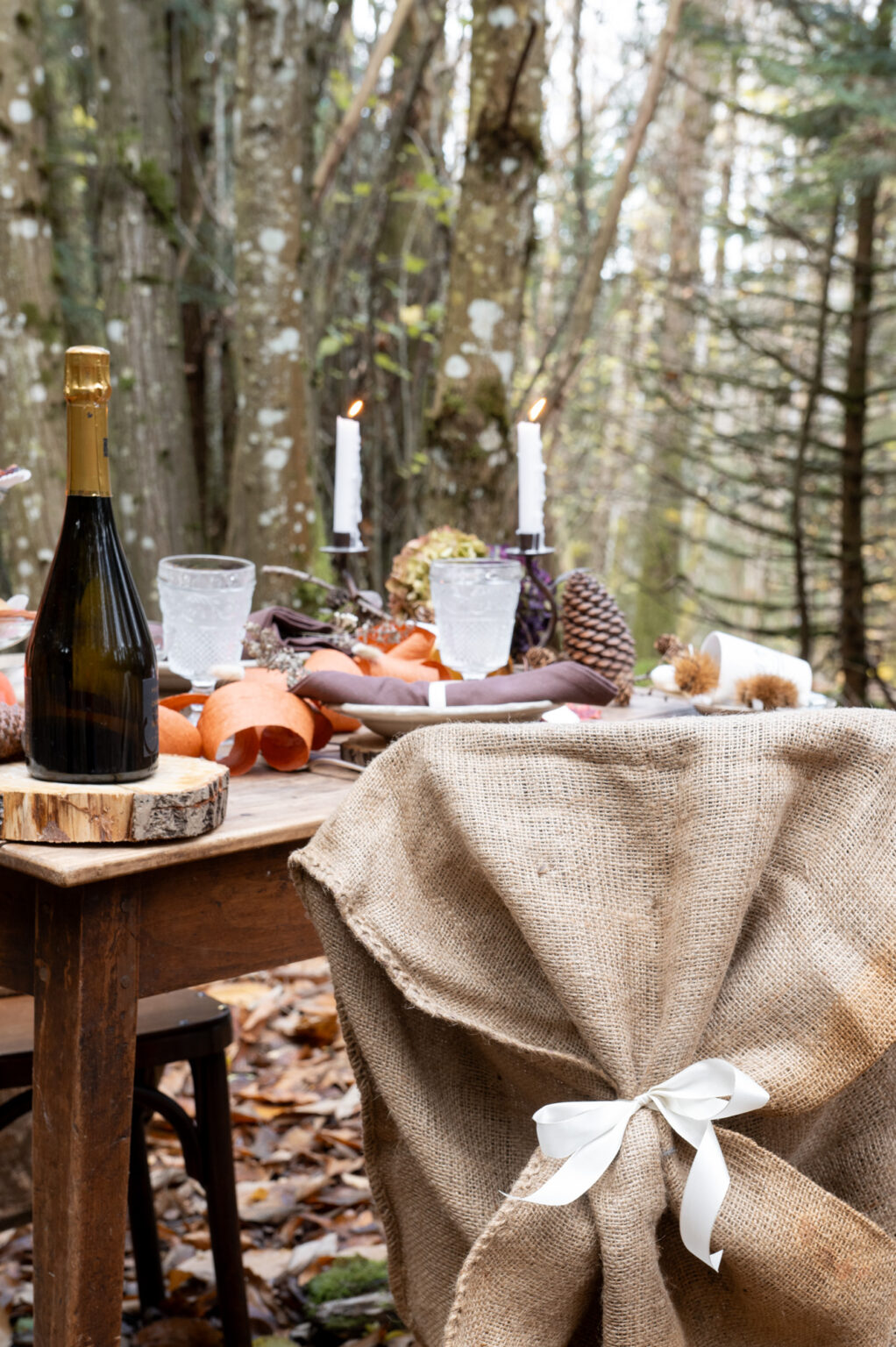 mariée automne foret detail table