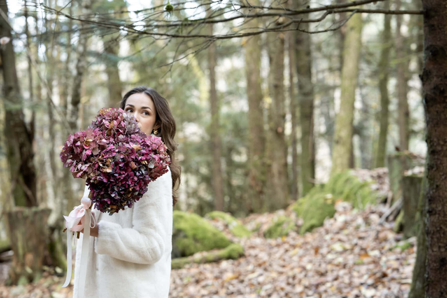 mariée automne foret bouquet