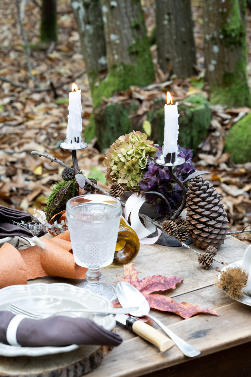 mariée automne foret detail table