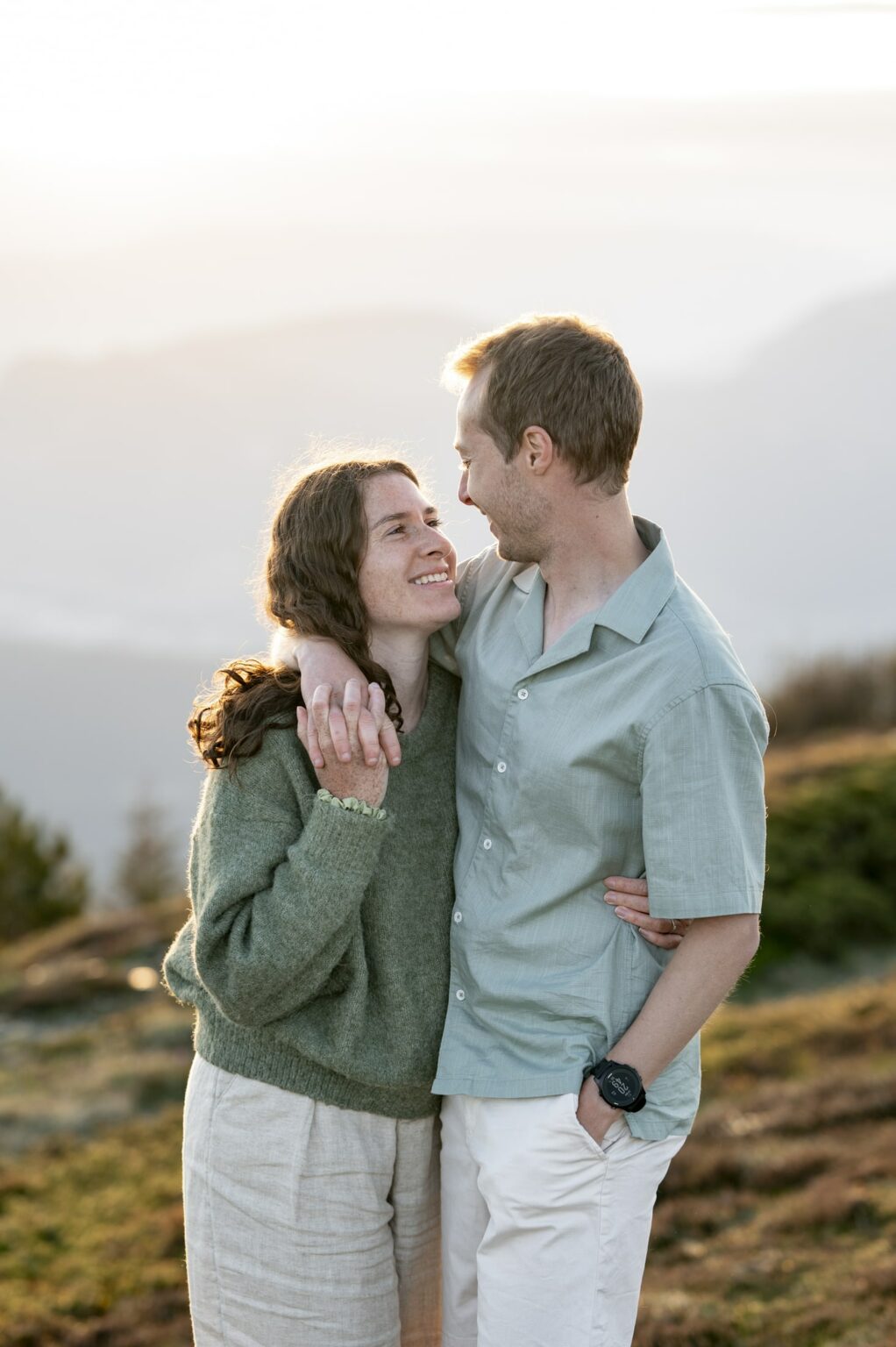 engagement belledonne couple coucher du soleil