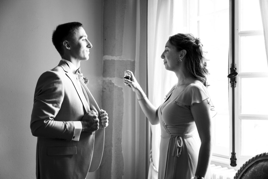 photographe mariage chateau luponnas préparatifs mariés
