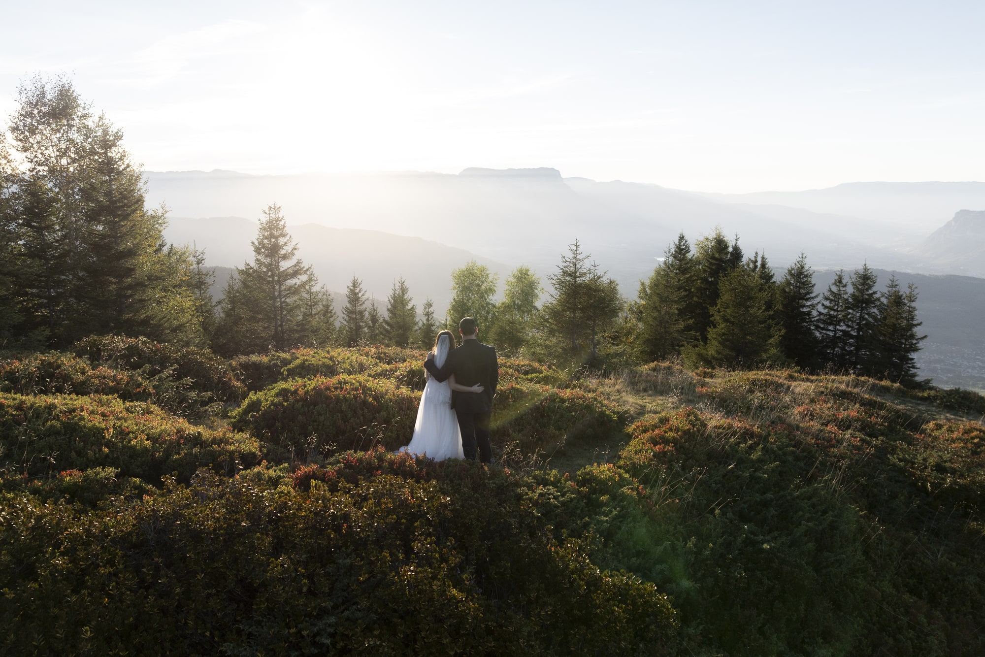 mariés montagne drone