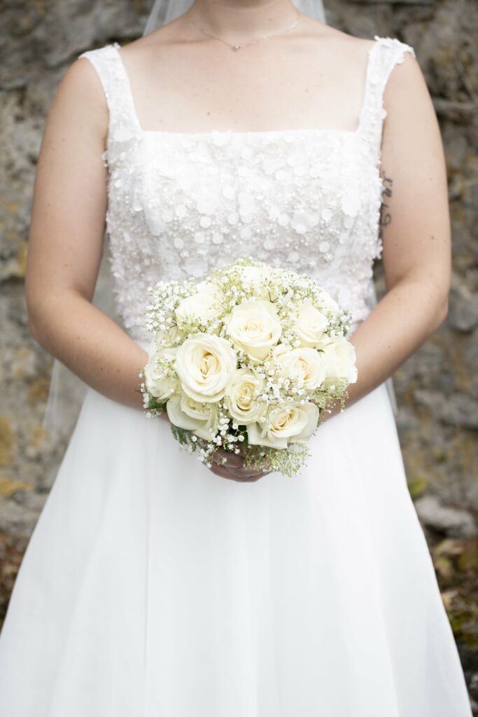 mariage chateau escart bouquet mariée